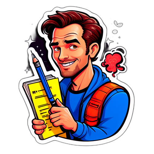 Veselý Robert Grant s tužkou