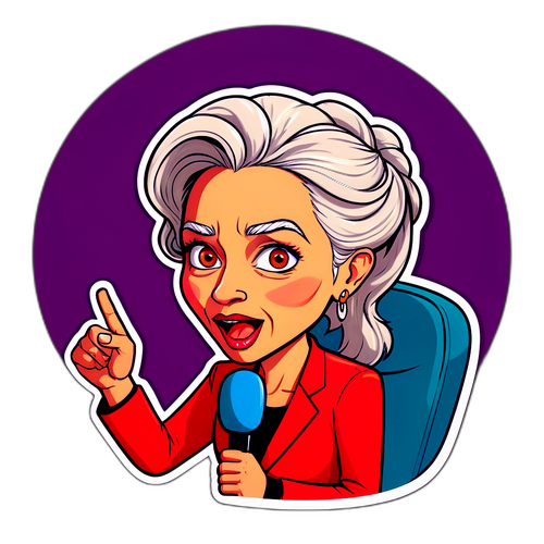 קריקטורה מהנה של דני קושמרו בשיחת טלוויזיה חיה