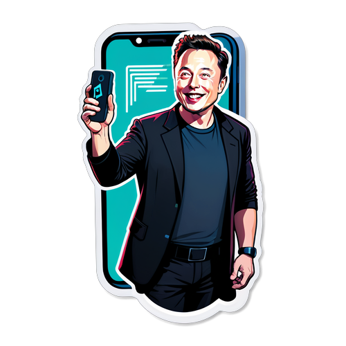 Ilustração Divertida do Celular de Elon Musk