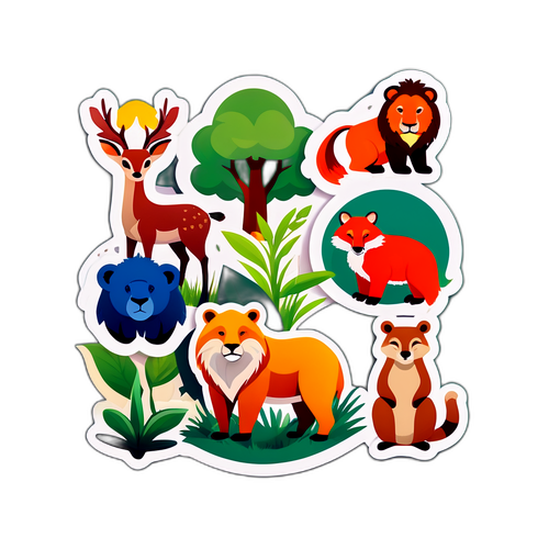 Autocolante cu animale sălbatice pentru protecția naturii