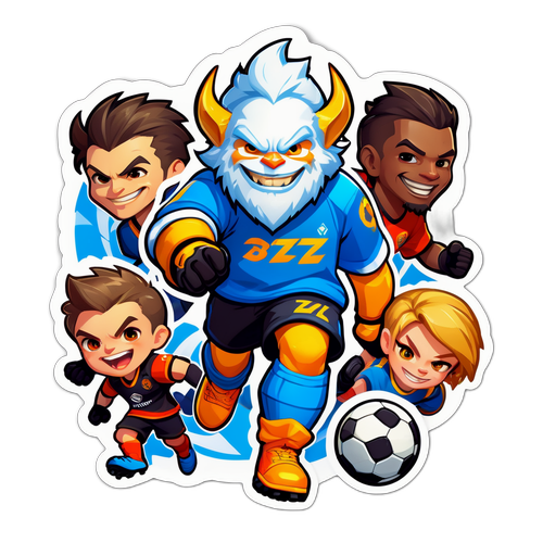 축구하는 블리자드 게임 캐릭터의 즐거운 스티커