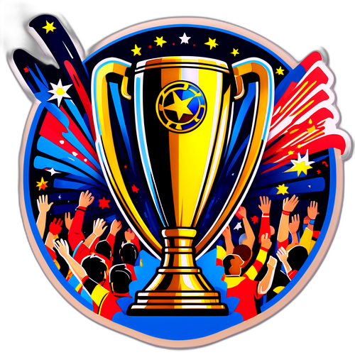 Europa League Troféet med Festfyrverkeri