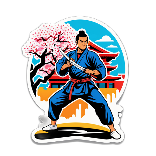 武術大師與櫻花寺廟