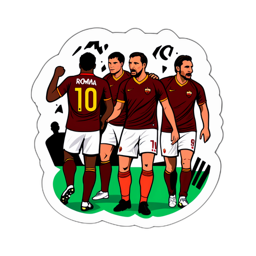 Sticker về trận đấu Roma vs, featuring những cầu thủ nổi bật với slogan truyền cảm hứng