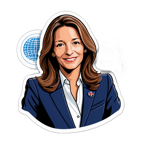 Autocollant illustré d'Anne-Claire Coudray en tant que présentatrice de nouvelles