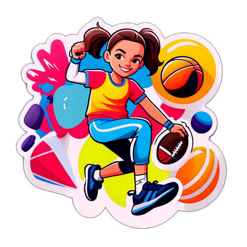 Gøyal klistremerke av en atletisk jente
