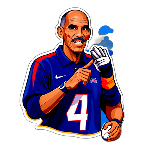 Dynamic Illustration of a Football Coach Encouraging Teamwork