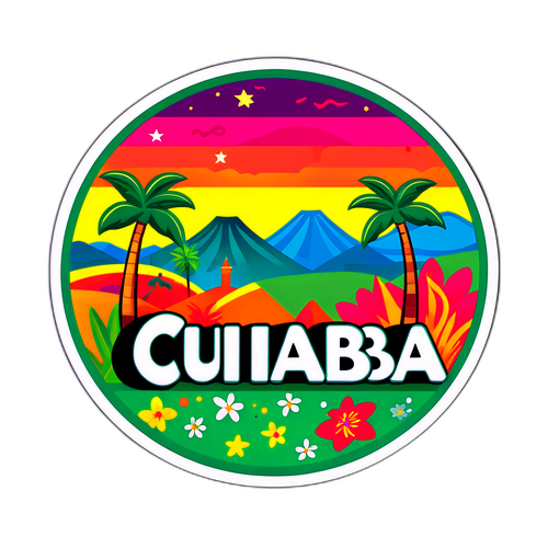 Sticker de Cuiabá con fondo vibrante