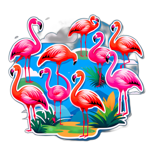 Креативные иллюстрации фламинго для Спортивного дня
