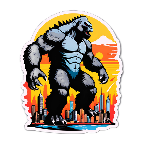 Kreative Darstellung von Godzilla und King Kong in einem epischen Kampf mit Stadtlandschaften