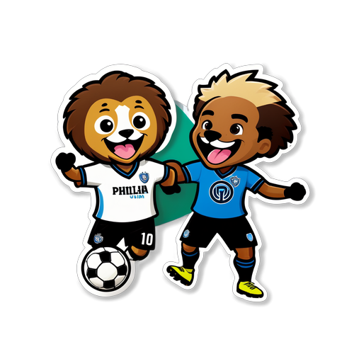 Philadelphia Union ve Inter Miami Maskotu ile Futbol Oynama Sticker'ı