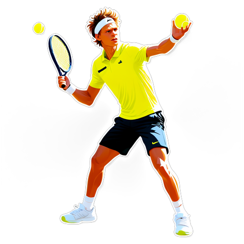 Jannik Sinner in een krachtige tennispose