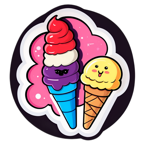 Autocolant cu Înghețată și Mesaj Distractiv