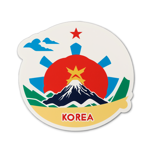 北朝鮮の文化と歴史を表現した芸術的アプローチのステッカー