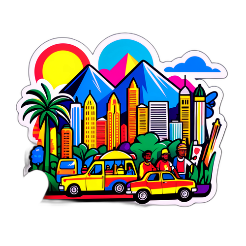 Etykieta z wibrującym horyzontem Caracas