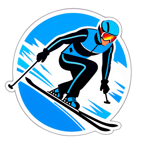 Stylisierter Skifahrer im Riesenslalom