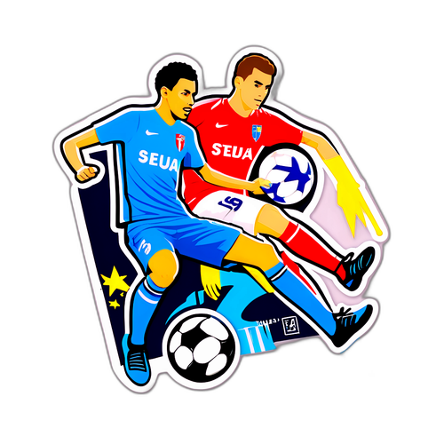 Sticker cu jucător driblând un adversar