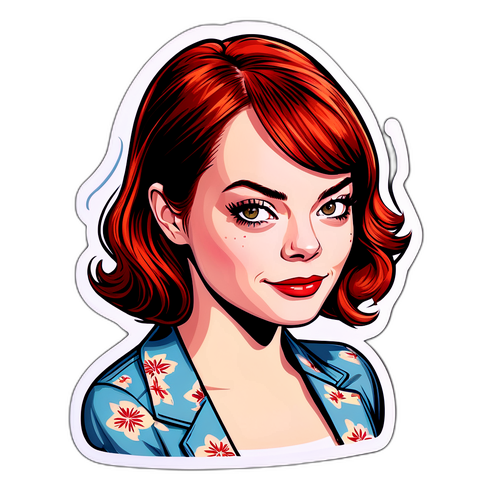 Autocollant d'Emma Stone dans un style vintage