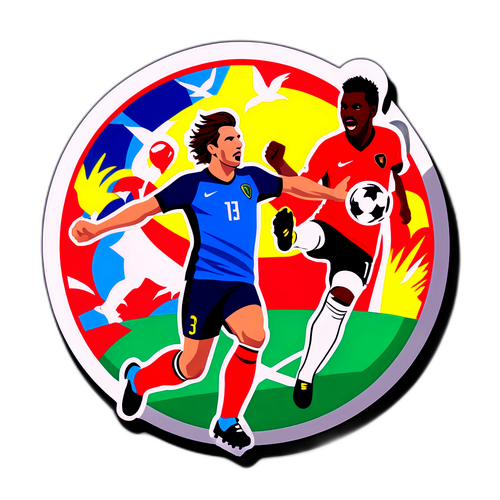 유러피안 리그의 유명한 골 장면 재현 스티커 디자인