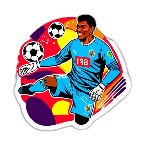 Autocolant cu Peter Rufai în acțiune