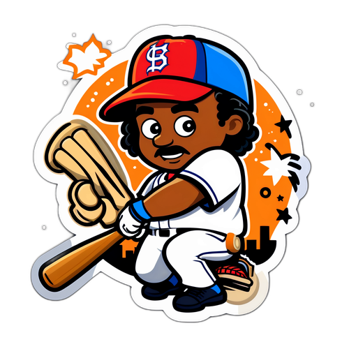 Playful MLB Trade Cartoon Sticker