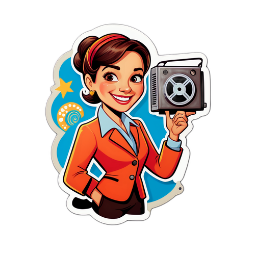 Sticker mit einer Cartoon-Version von Doreen Dietel