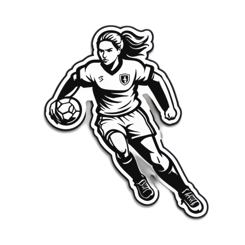 ภาพวาดนักฟุตบอลหญิงที่มีพลัง