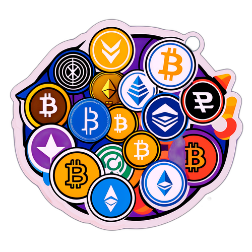Sticker z ikonami kryptowalut