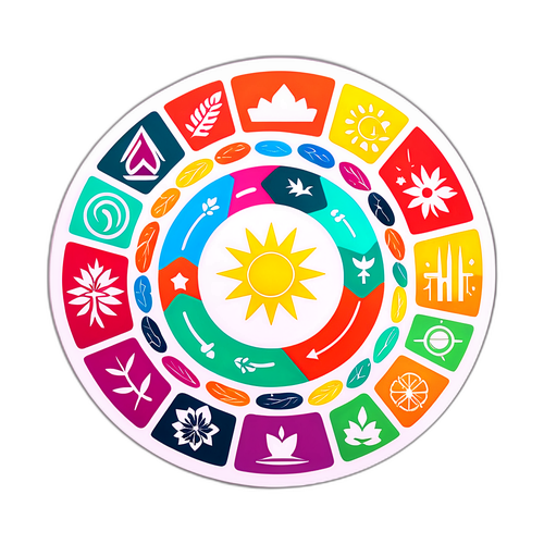 Круглая наклейка символизирующая единство и целостность