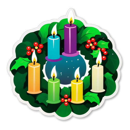 Magandang Nilikha na Sticker ng Wreath ng Advent