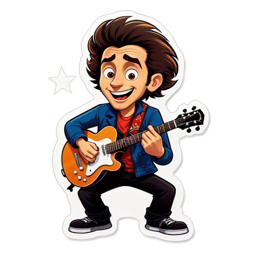 Stiker Kartun Jack Marpaung Bermain Gitar