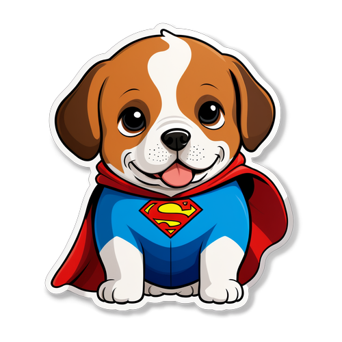 Superhero Beagle Puppy Sticker