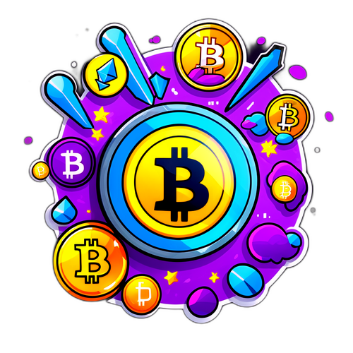 क्रिप्टोक्यूरेंसी ट्रेडिंग का जश्न मनाने वाला स्टिकर