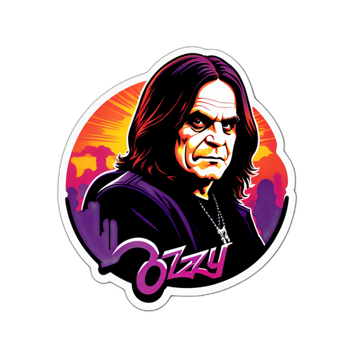 Nálepka s Ozzy Osbournem v rockovém stylu