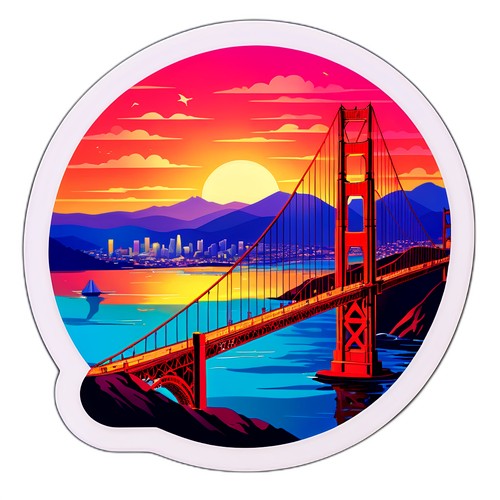 Vista panoramica del Ponte Golden Gate di San Francisco al tramonto