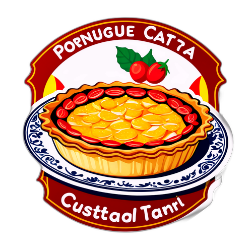 Spännande klistermärke med portugisisk custard tart och spansk paella