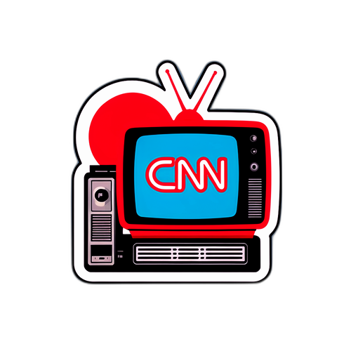 מדבקת CNN עם טלוויזיה Vintage