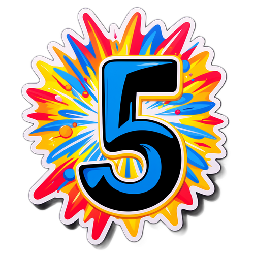 संख्याओं 1 से 10 का हास्यपूर्ण स्टिकर - विशेष संख्या 5