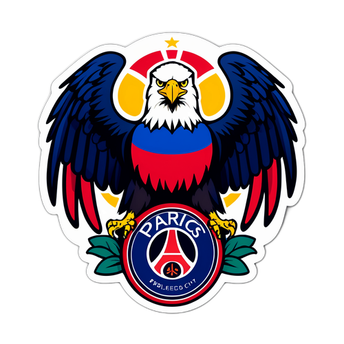 Stylizovaný dres PSG pod křídly symbolického orla s nápisem "Pride of the city."