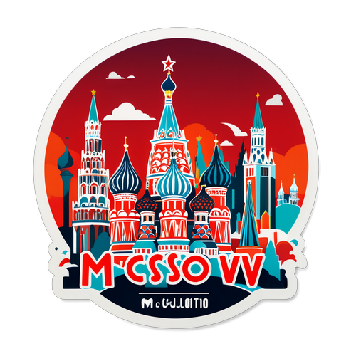 Графіка Москви з її відомими будівлями в абстрактному стилі