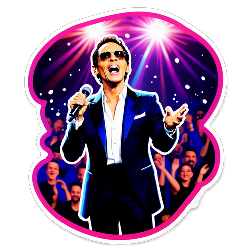 Marc Anthony cântând la Eurovision cu efecte luminoase