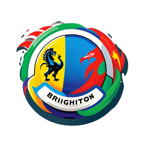 Fargerik klistremerke av fotball med Brighton og Liverpool logoer