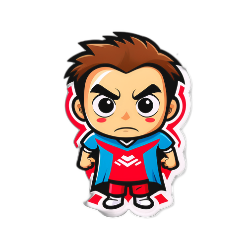 Стикер в комикс-стиле, где игроки РБ Лейпциг и Магдебург демонстрируют свои суперсилы