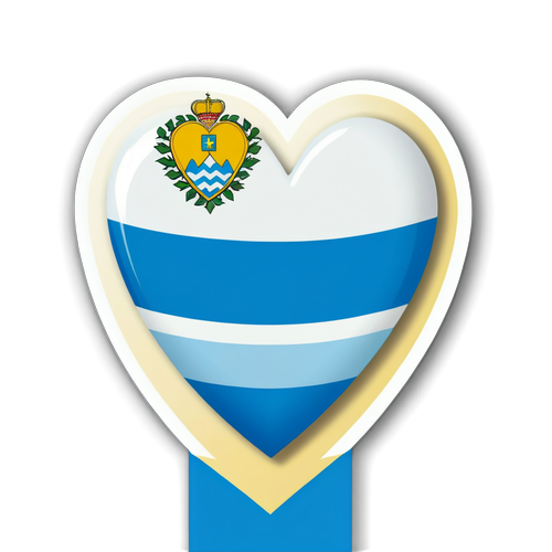Szív alakú matrica San Marino zászlajával