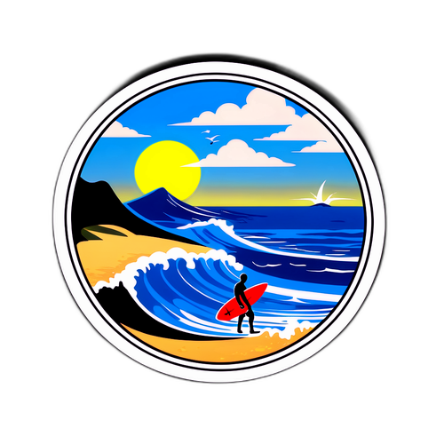 千葉県の海岸を楽しむサーフィンキャラクター