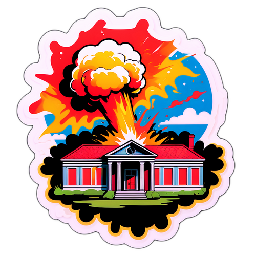 Sticker dramático de la explosión de la Villa Pueyrredon