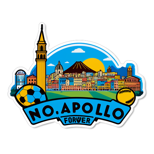 Speelse sticker met de skyline van Napels