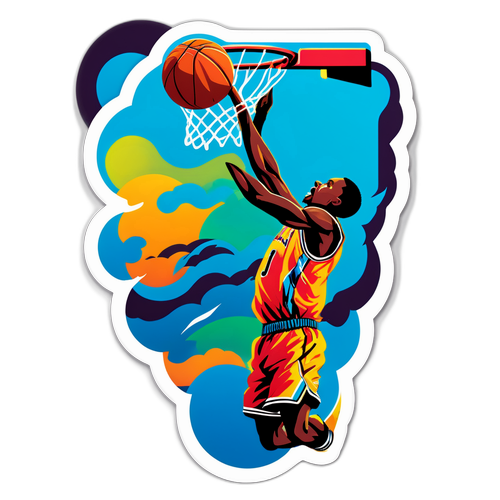 Energetikong Sticker ng Basketball na Dinadunk