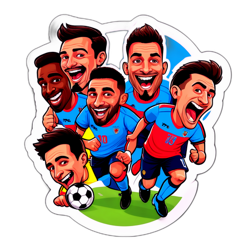 Autocolant amuzant cu jucători caricaturizați de la Rapid FC Argeș