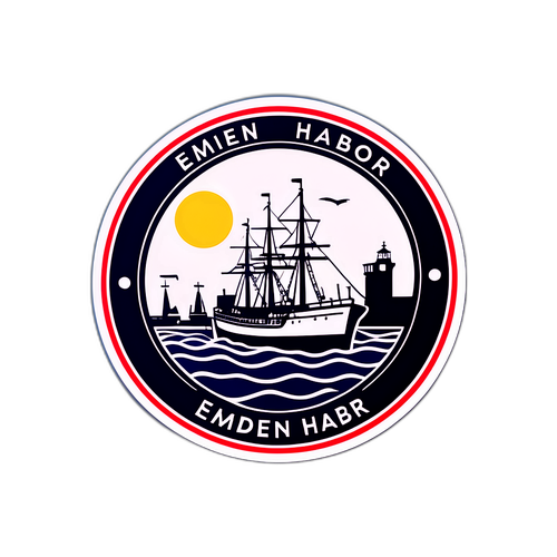 Sticker mit stilisierter Darstellung des Emder Hafens